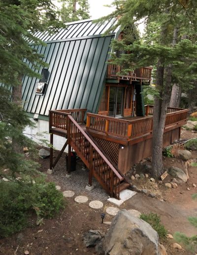 A-frame cabin in the woods